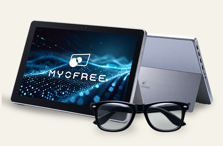 MYOFREE タブレット本体と専用グラス